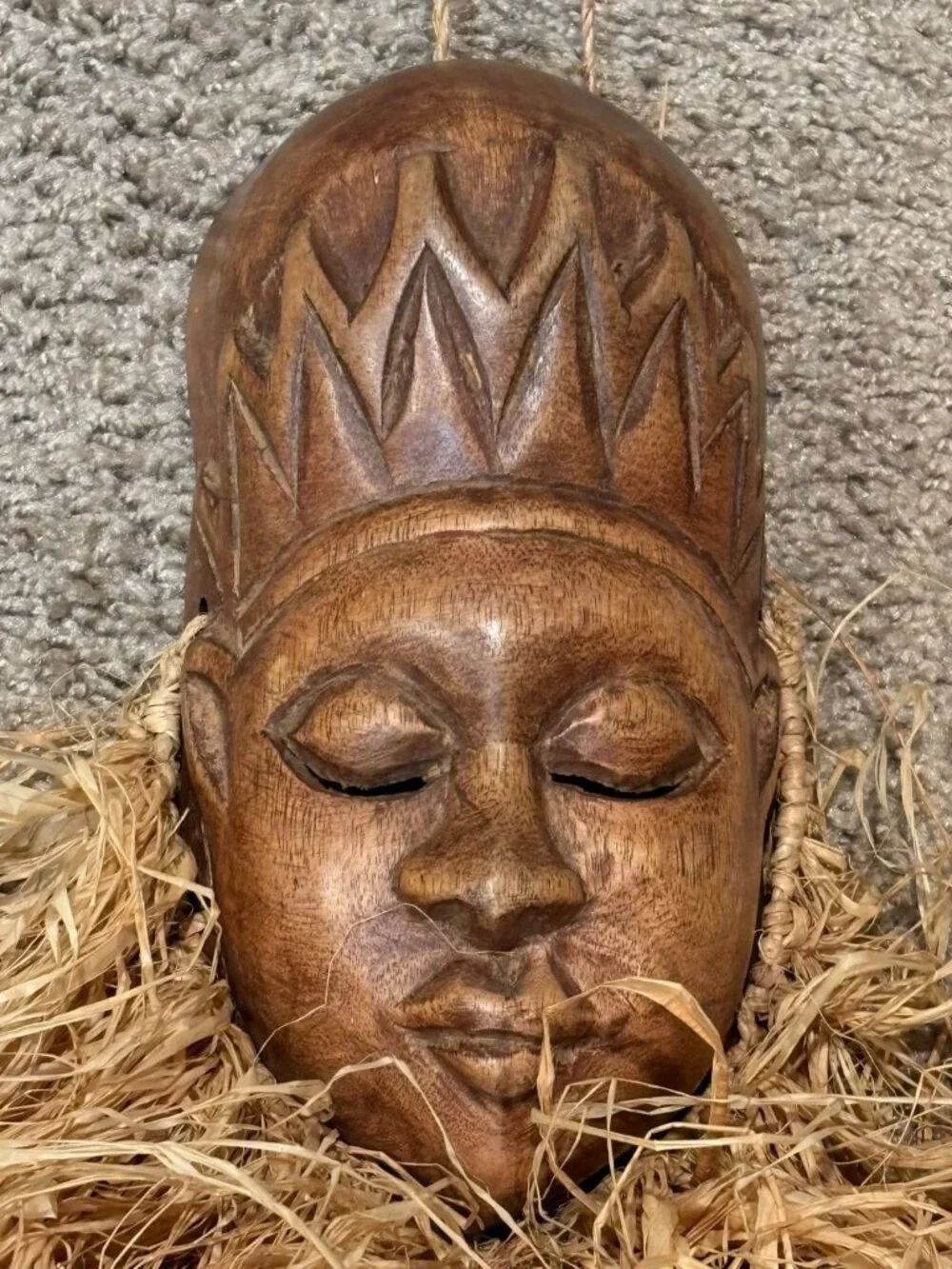 Vintage African Tribal Hand Carved Wood Mask